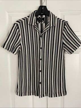 Ricky Singh Denim and Flower button down short sleeve shirt